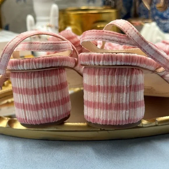 🆕 LOEFFLER RANDALL 🧿 NWOT Dahlia Soft Pink Gingham Pleated Bow Heel, Sz 7 - Picture 13 of 15